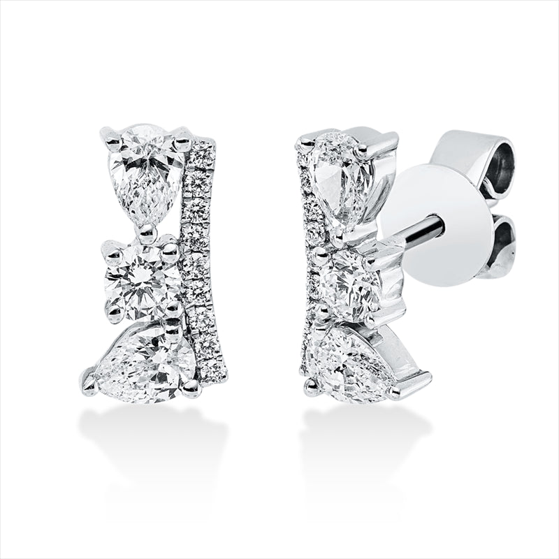 Ohrstecker 18 kt WG, 2 Brill. 0,19 ct, TW-vsi, 4 Tropfen 0,51 ct, TW-vsi, 18 Brill. 0,07 ct, TW-vsi