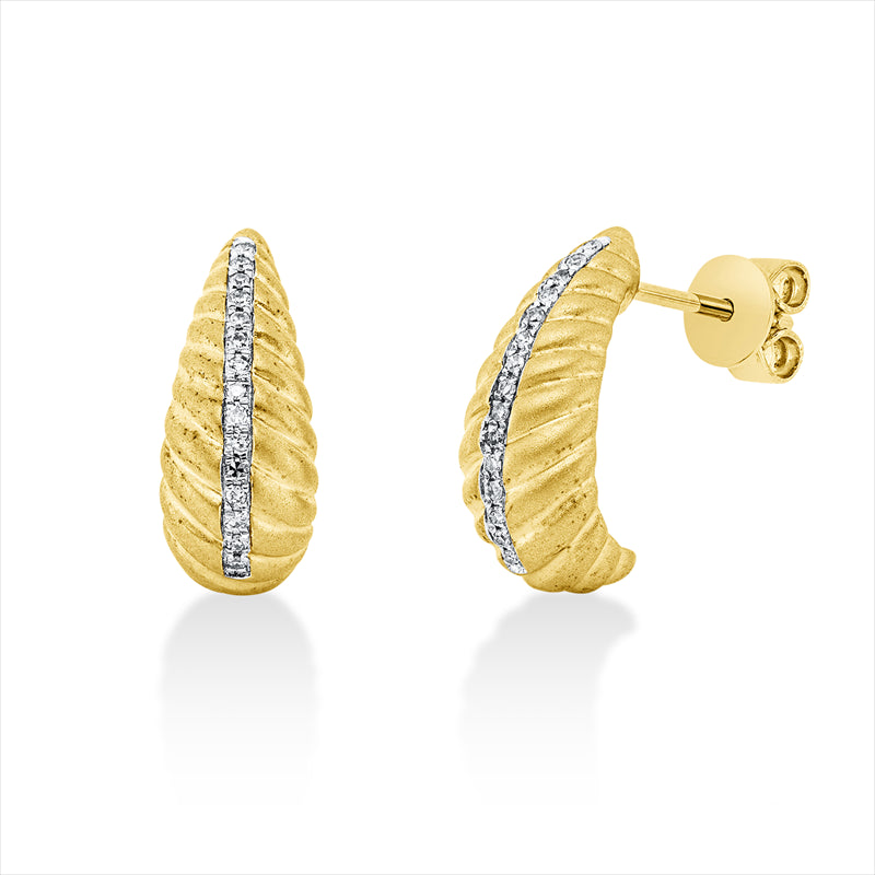 Ohrstecker 14 kt GG, Matt, Fassung rhodiniert, 30 Dia. 0,07 ct, W-pi