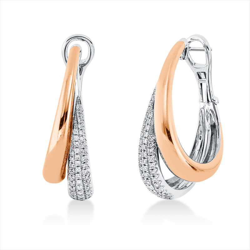 Creolen 18 kt WG+RG, 88 Brill. 0,53 ct, W-si