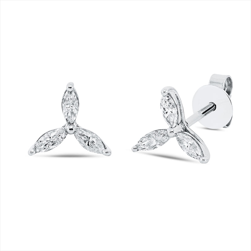 Ohrstecker 18 kt WG, 6 Nav. 0,30 ct, TW-si