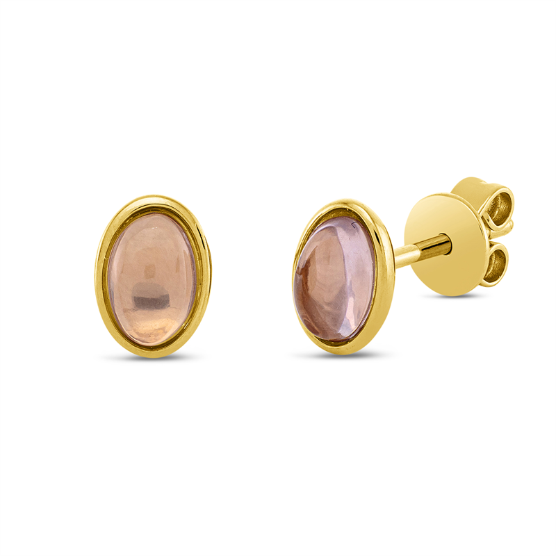 Ohrstecker 18 kt GG, 2 Rosenquarz 0,90 ct