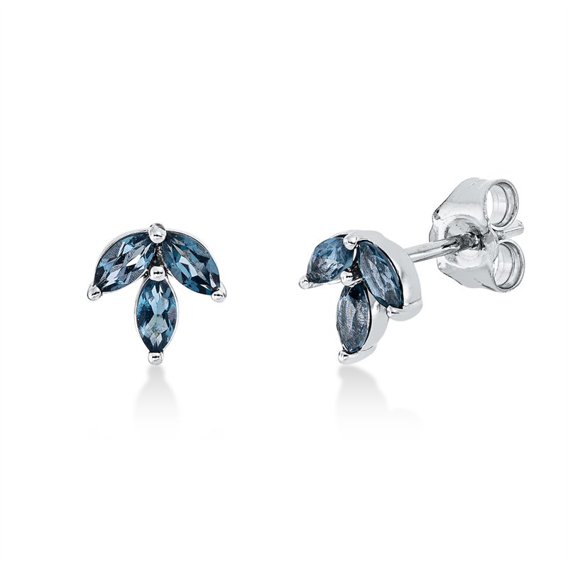 Ohrstecker 18 kt WG, 6 Topase 0,60 ct Lond. blue