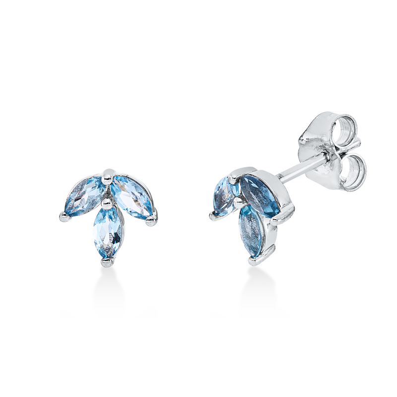 Ohrstecker 18 kt WG, 6 Topase 0,60 ct Swiss blue