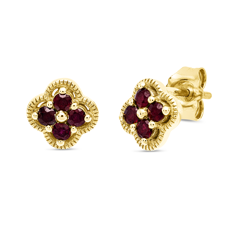 Ohrstecker 18 kt GG, 8 Rubine 0,32 ct rot