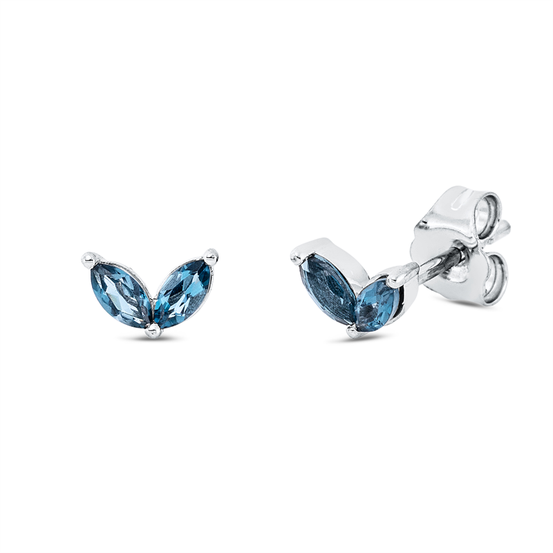 Ohrstecker 18 kt WG, 4 Topase 0,40 ct Lond. blue