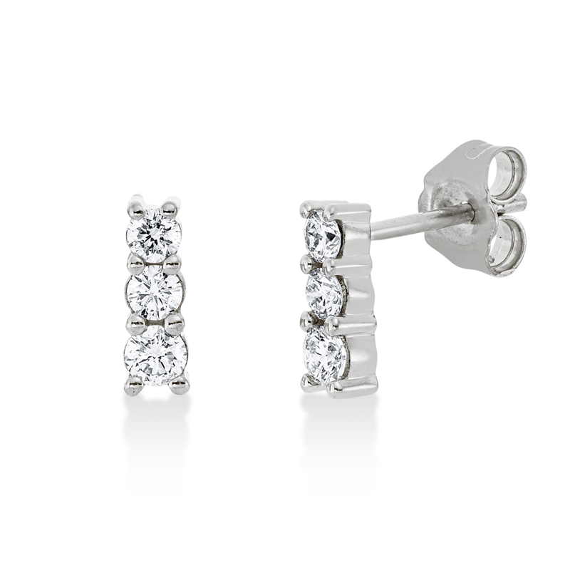 Ohrstecker 18 kt WG, 2 Brill. 0,10 ct, TW-si, 2 Brill. 0,12 ct, TW-si, 2 Brill. 0,08 ct, TW-si