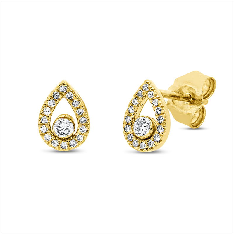 Ohrstecker 18 kt GG, 2 Brill. 0,07 ct, TW-si, 32 Dia. 0,08 ct, TW-si