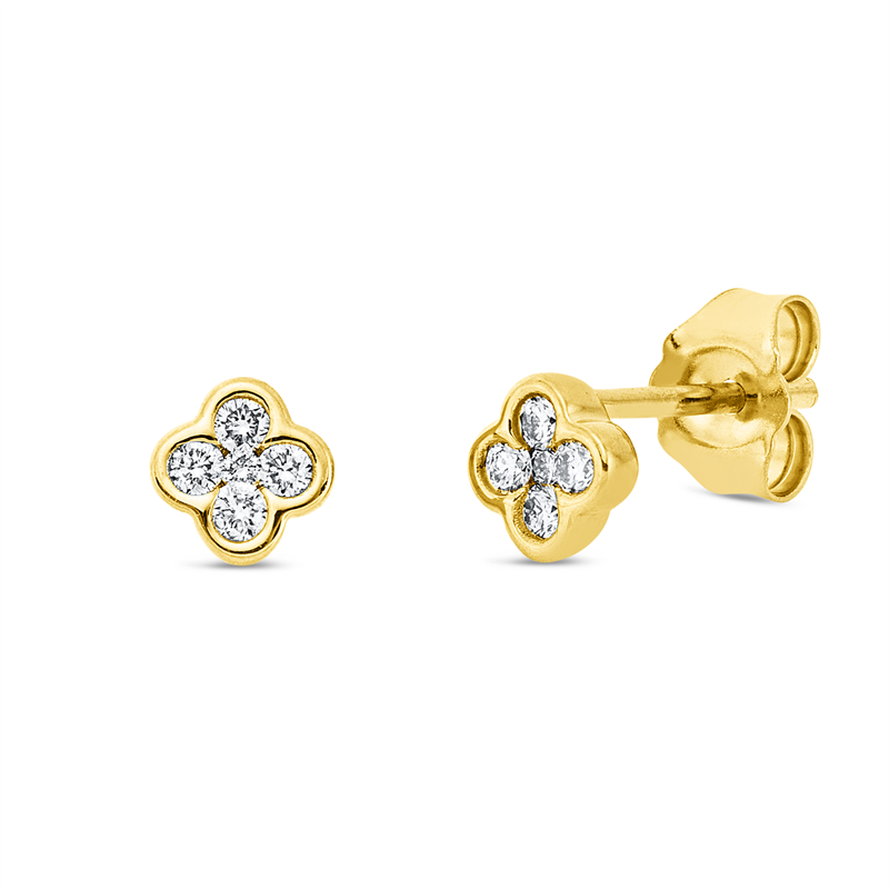 Ohrstecker 18 kt GG, 8 Brill. 0,12 ct, TW-si, 2 Brill. 0,01 ct, TW-si