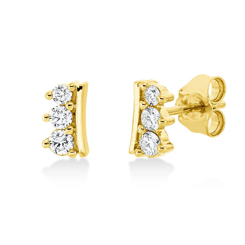 Ohrstecker 18 kt GG, 2 Brill. 0,08 ct, TW-si, 2 Brill. 0,10 ct, TW-si, 2 Brill. 0,05 ct, TW-si