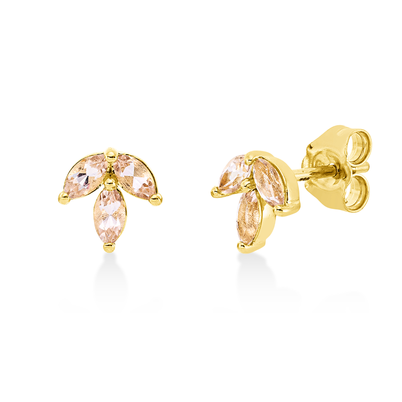 Ohrstecker 18 kt GG, 6 Morganit 0,39 ct peach