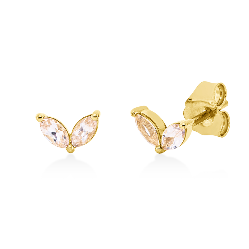 Ohrstecker 18 kt GG, 4 Morganit 0,26 ct peach