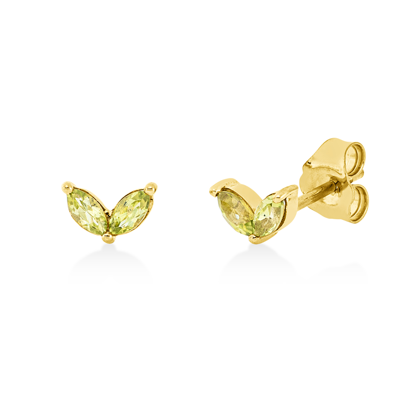 Ohrstecker 18 kt GG, 4 Peridot 0,32 ct