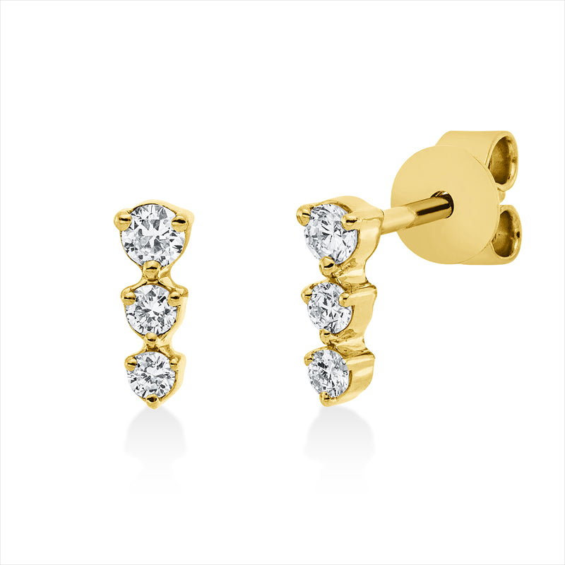 Ohrstecker 18 kt GG, 2 Brill. 0,05 ct, TW-vsi/si, 2 Brill. 0,09 ct, TW-vsi/si, 2 Brill. 0,04 ct, TW-vsi/si
