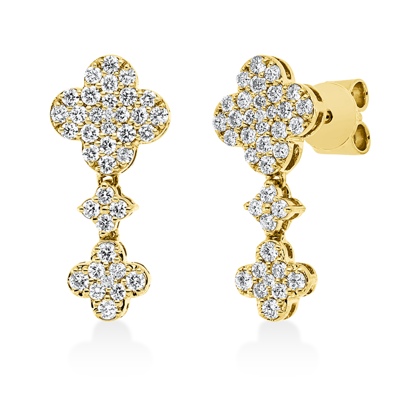 Ohrstecker 18 kt GG, 16 Brill. 0,14 ct, TW-vsi/si, 60 Brill. 0,39 ct, TW-vsi/si
