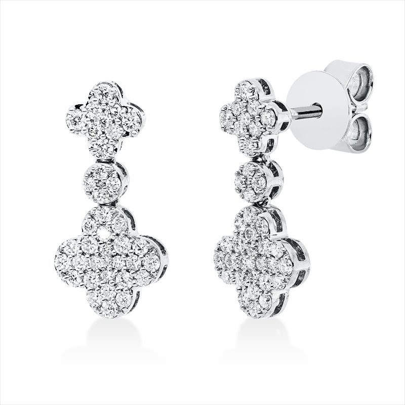 Ohrstecker 18 kt WG, 16 Brill. 0,15 ct, TW-vsi/si, 60 Brill. 0,35 ct, TW-vsi/si