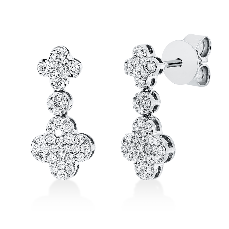 Ohrstecker 18 kt WG, 16 Brill. 0,15 ct, TW-vsi/si, 60 Brill. 0,35 ct, TW-vsi/si