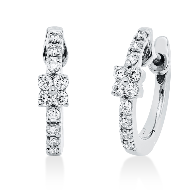 Creolen 18 kt WG, 8 Brill. 0,09 ct, TW-vsi/si, 14 Brill. 0,11 ct, TW-vsi/si