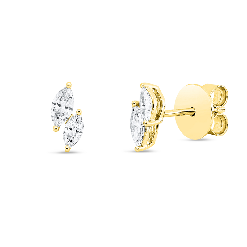 Ohrstecker 18 kt GG, 4 Nav. 0,50 ct, TW-si