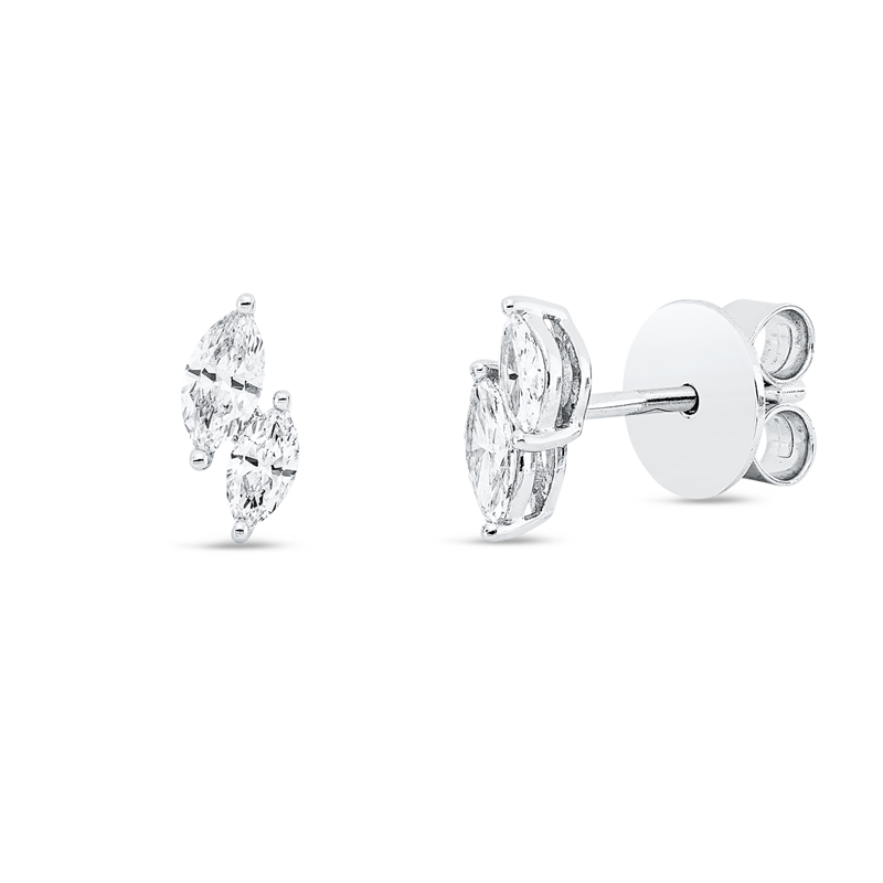 Ohrstecker 18 kt WG, 4 Nav. 0,50 ct, TW-si