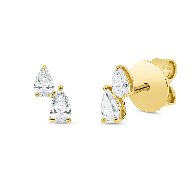 Ohrstecker 18 kt GG, 4 Tropfen 0,50 ct, TW-si