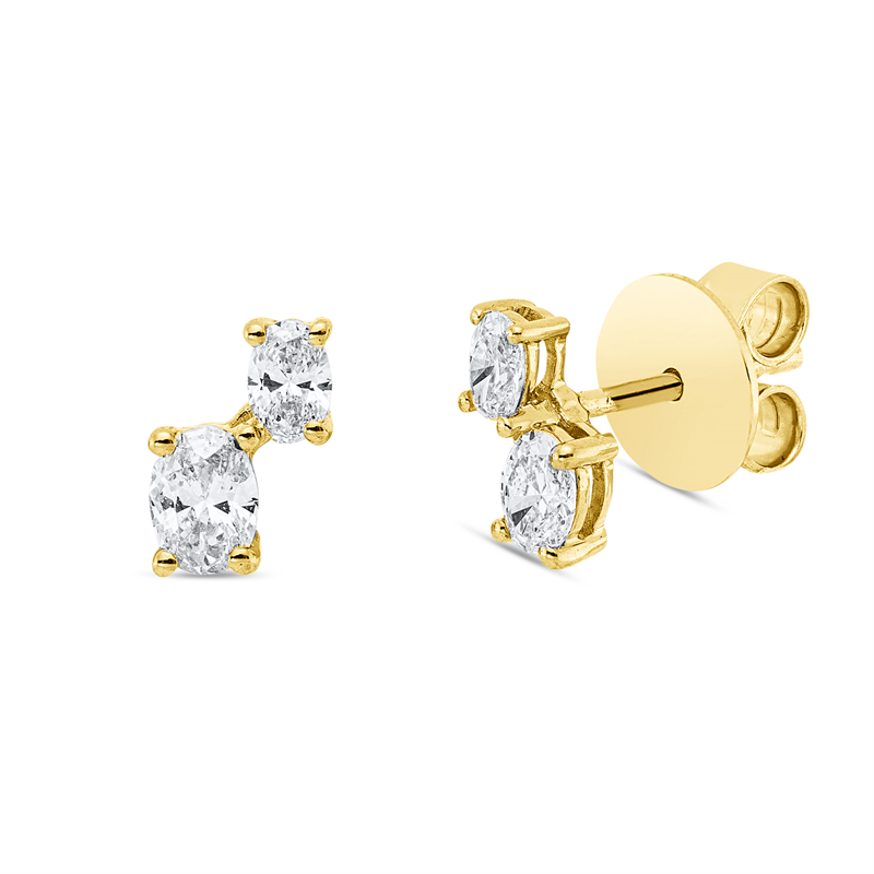 Ohrstecker 18 kt GG, 4 Oval 0,50 ct, TW-si