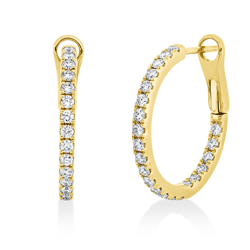 Creolen 18 kt GG, 44 Brill. 0,70 ct, TW-si