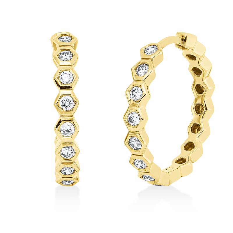 Creolen 18 kt GG, 16 Brill. 0,33 ct, TW-si