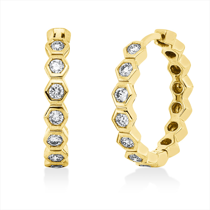 Creolen 18 kt GG, 14 Brill. 0,45 ct, TW-si