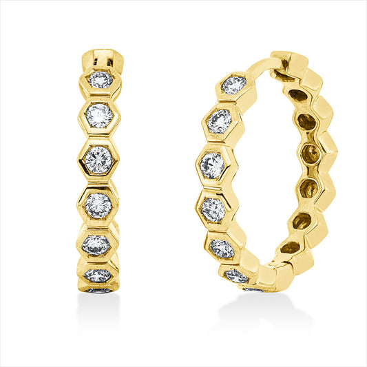 Creolen 18 kt GG, 14 Brill. 0,45 ct, TW-si