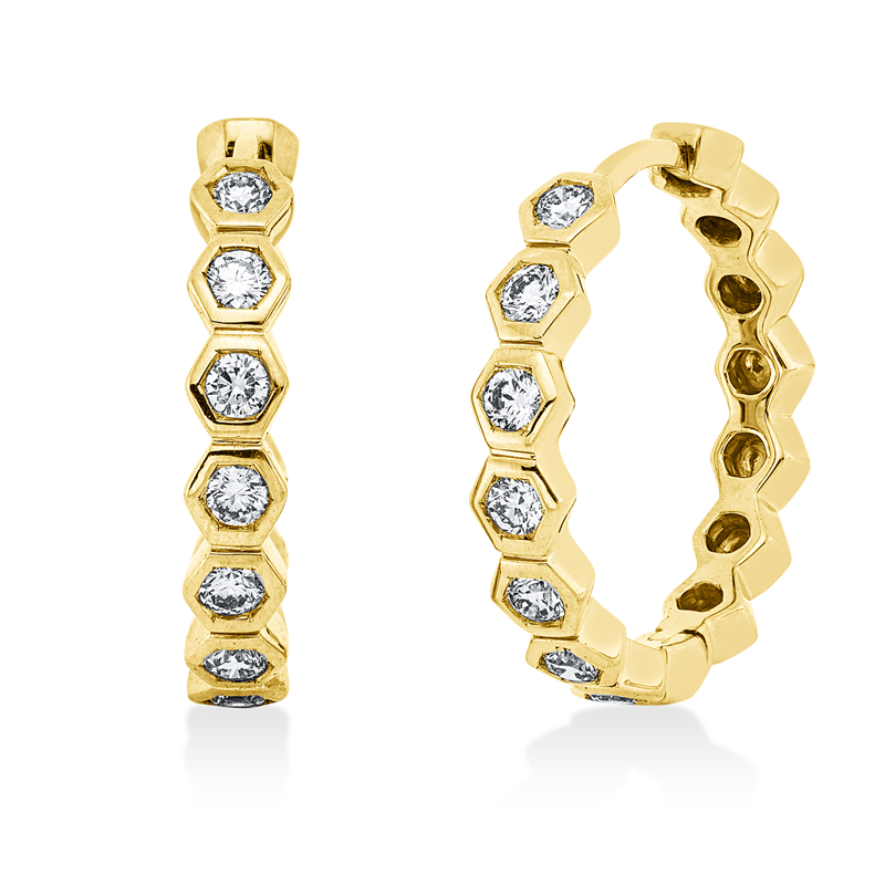 Creolen 18 kt GG, 14 Brill. 0,45 ct, TW-si