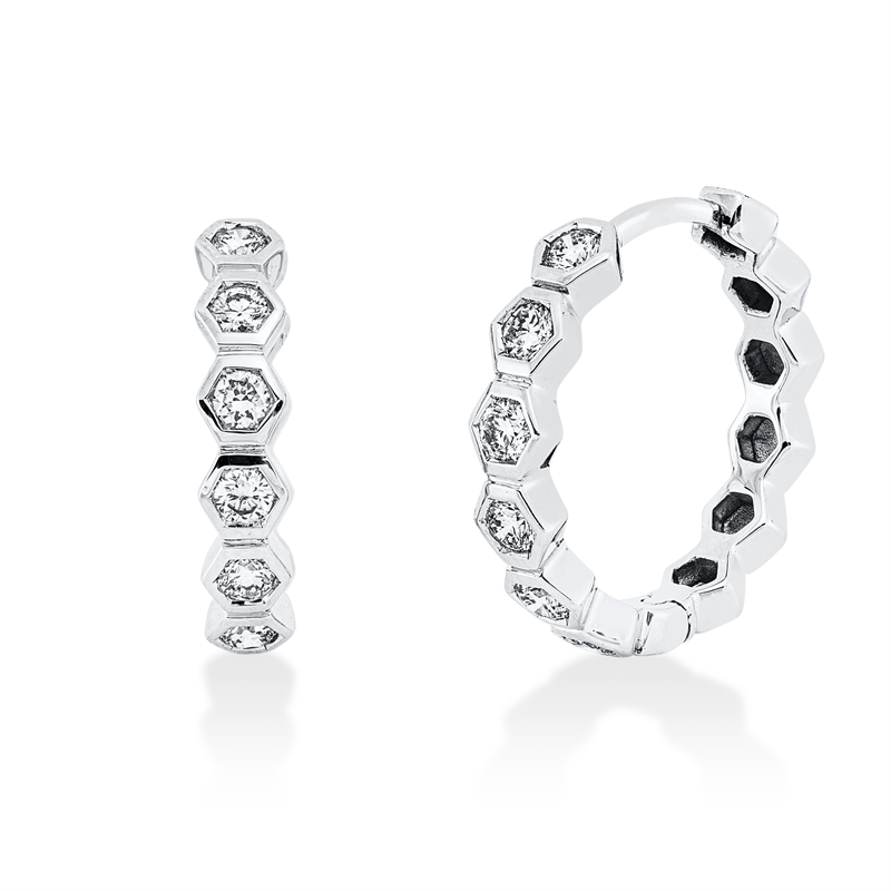 Creolen 18 kt WG, 12 Brill. 0,60 ct, TW-si