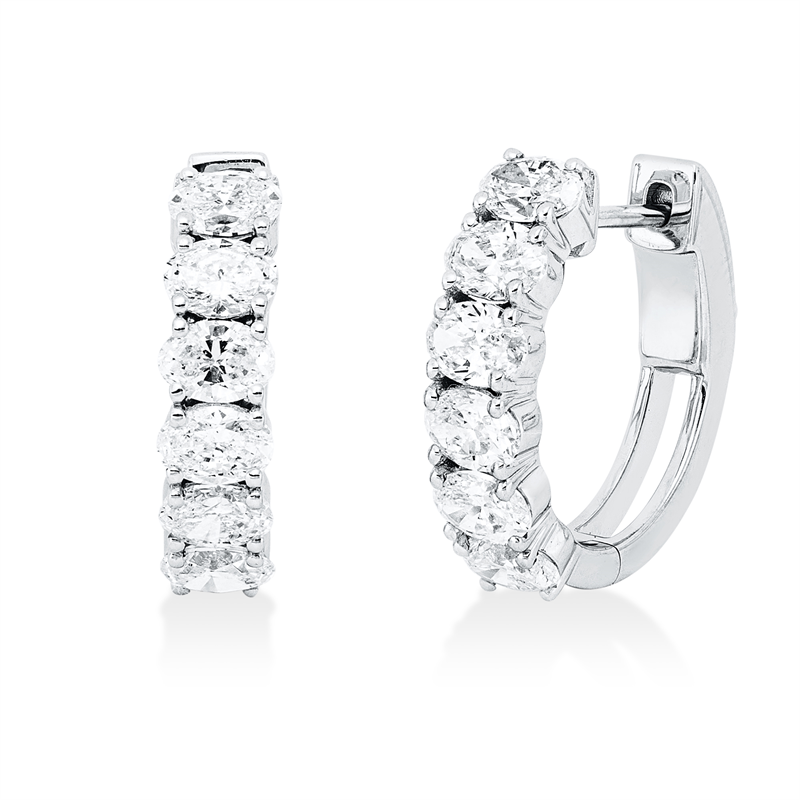 Creolen 14 kt WG, 12 Oval 2,25 ct, F-si