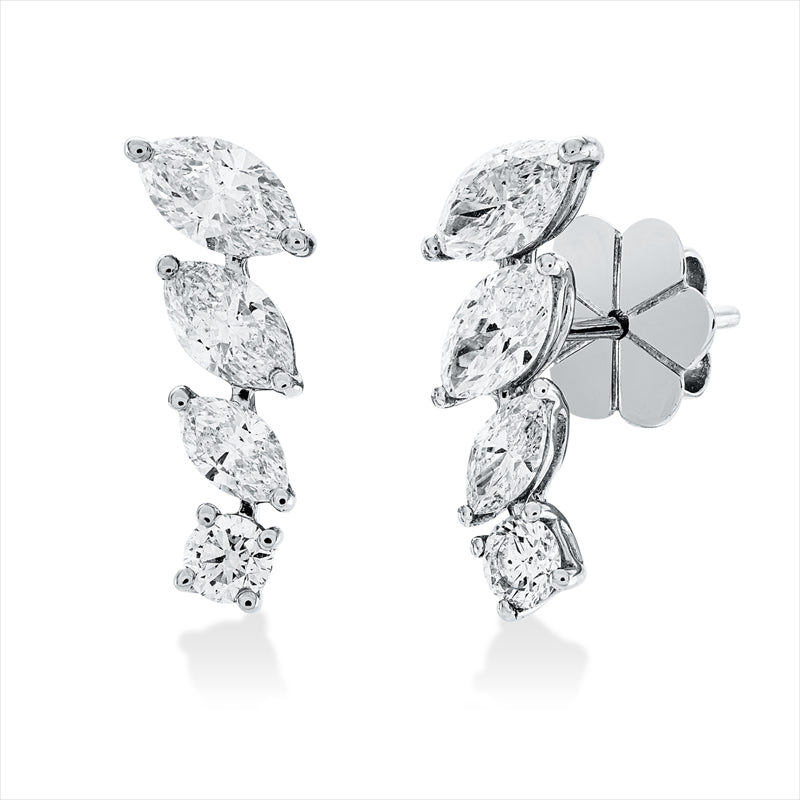 Ohrstecker 18 kt WG, 6 Nav. 1,74 ct, TW-s, 2 Brill. 0,26 ct, TW-si