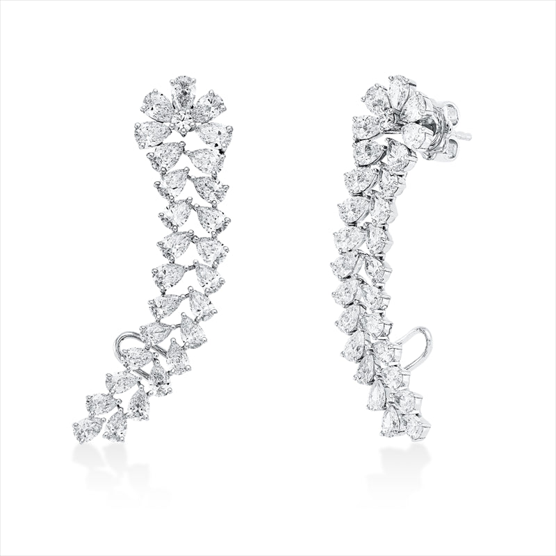 Ohrschmuck 18 kt WG, 54 Tropfen 5,53 ct, TW-vsi/si, 2 Brill. 0,10 ct, TW-vsi/si