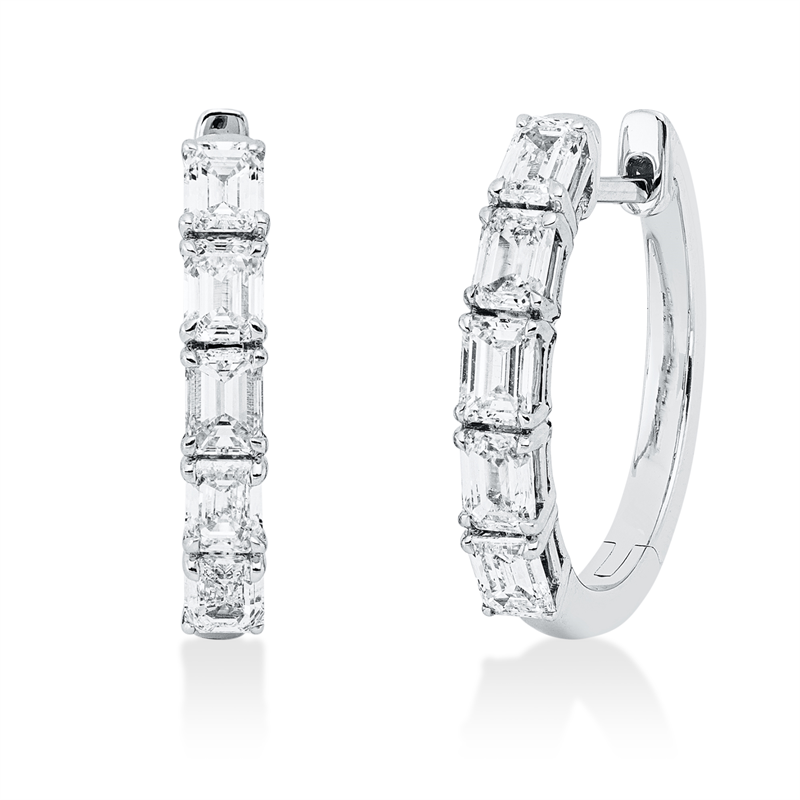 Creolen 18 kt WG, 10 Sm.schliff 1,55 ct, TW-si