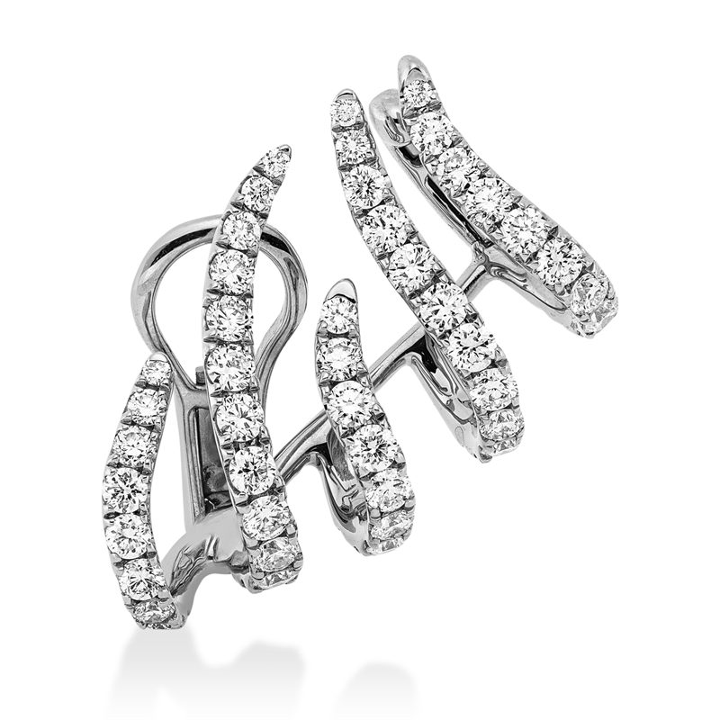 Ohrschmuck 18 kt WG, Ohrmanschette, 54 Brill. 1,74 ct, TW-vsi/si