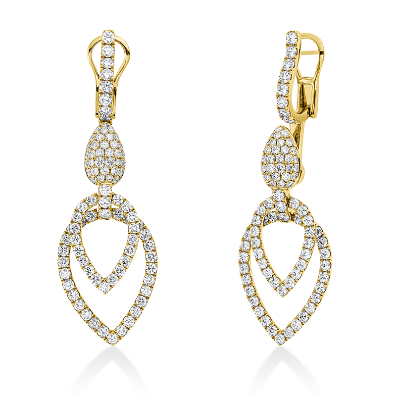 Ohrschmuck 18 kt GG, 182 Brill. 5,12 ct, TW-vsi