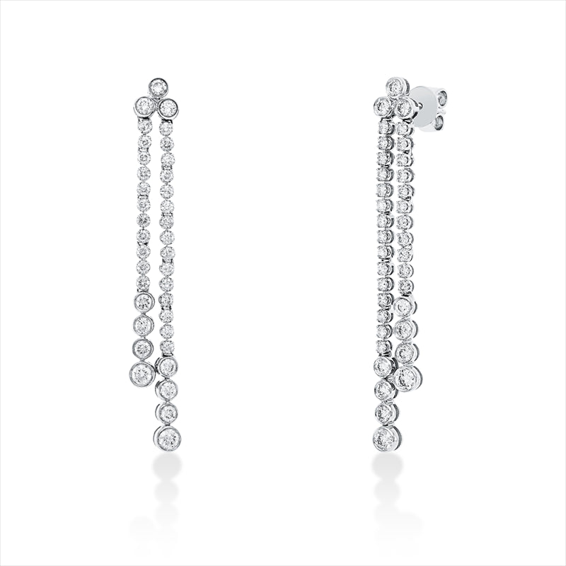 Ohrschmuck 14 kt WG, 18 Brill. 0,63 ct, TW-pi, 4 Brill. 0,29 ct, TW-pi, 52 Brill. 0,77 ct, TW-pi