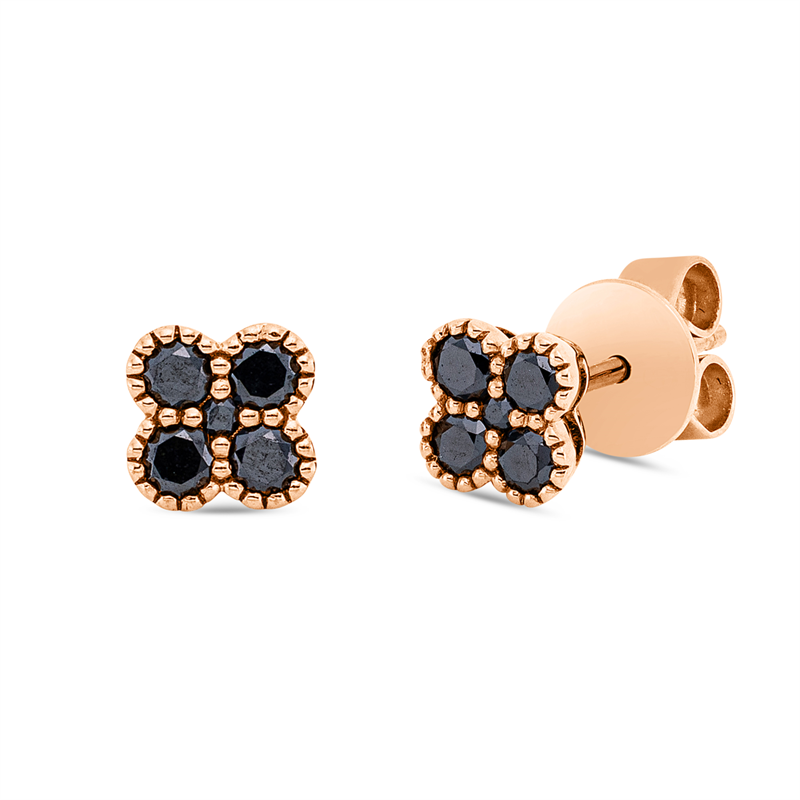 Ohrstecker 18 kt RG, 10 Brill. 0,36 ct, schwarz