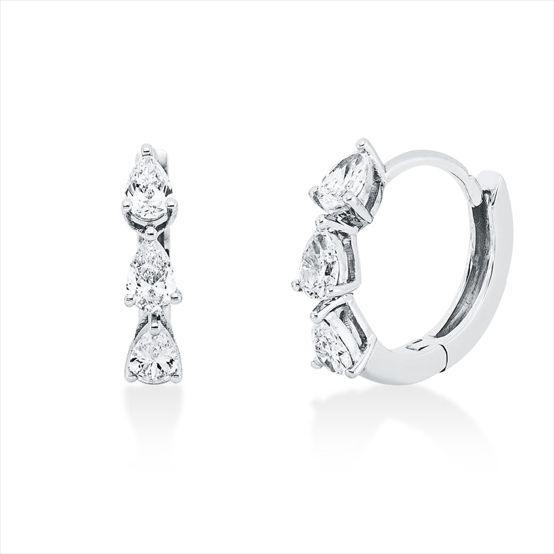 Creolen 18 kt WG, 6 Tropfen 0,48 ct, TW-si