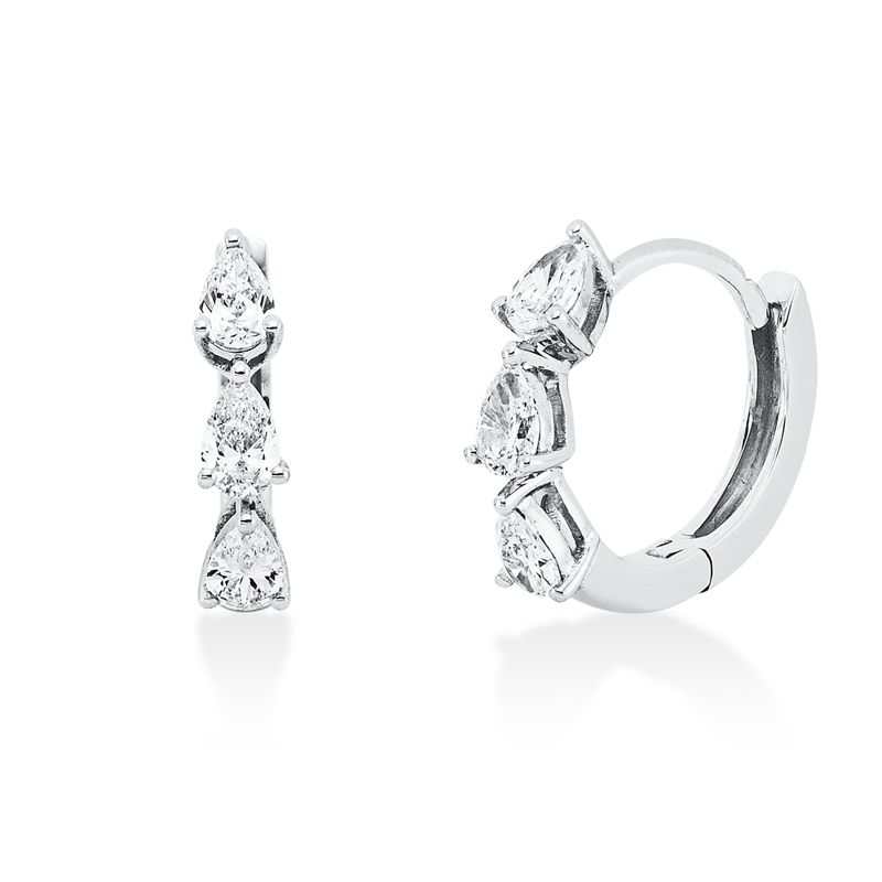Creolen 18 kt WG, 6 Tropfen 0,50 ct, TW-si