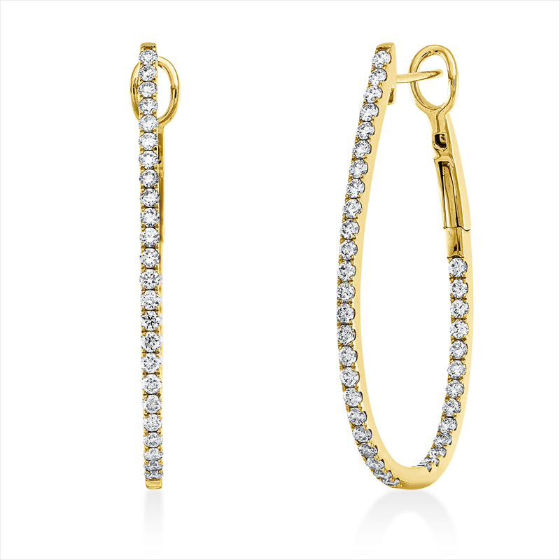 Creolen 18 kt GG, 74 Brill. 1,39 ct, TW-si