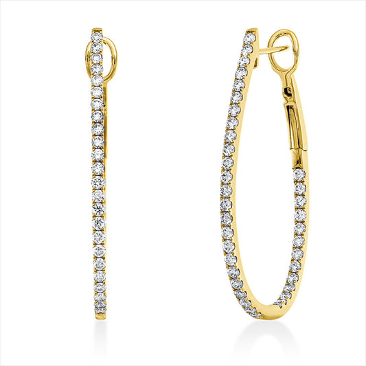 Creolen 18 kt GG, 74 Brill. 1,39 ct, TW-si