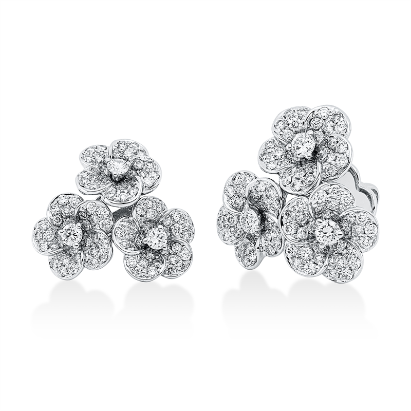 Ohrstecker 18 kt WG, 186 Brill. 1,49 ct, TW-vsi