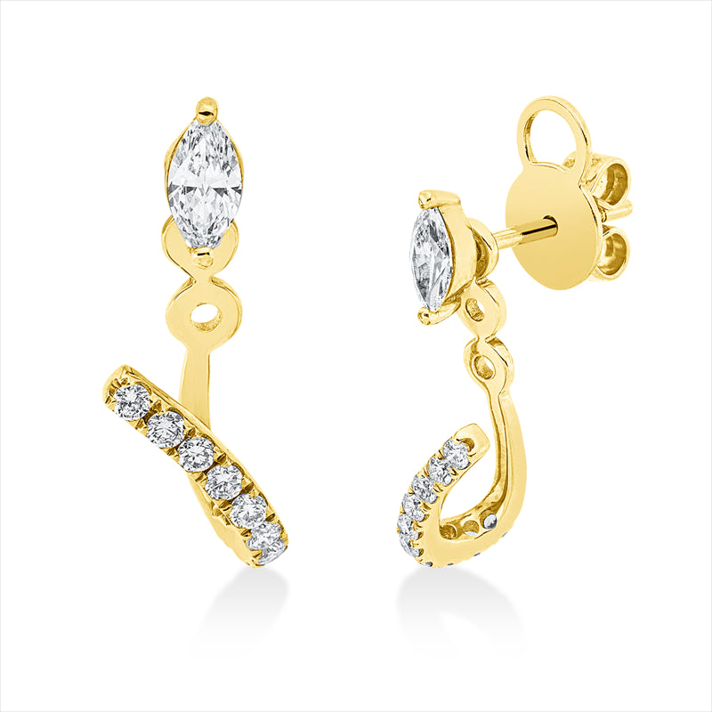 Ohrstecker 18 kt GG, 2 Nav. 0,33 ct, TW-vsi, 20 Brill. 0,29 ct, TW-si