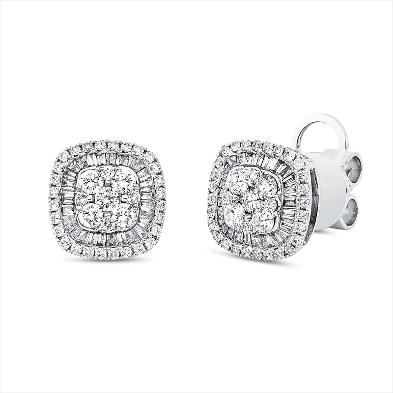 Ohrstecker 18 kt WG, 56 Trap. 0,38 ct, TW-si, 74 Brill. 0,58 ct, TW-si