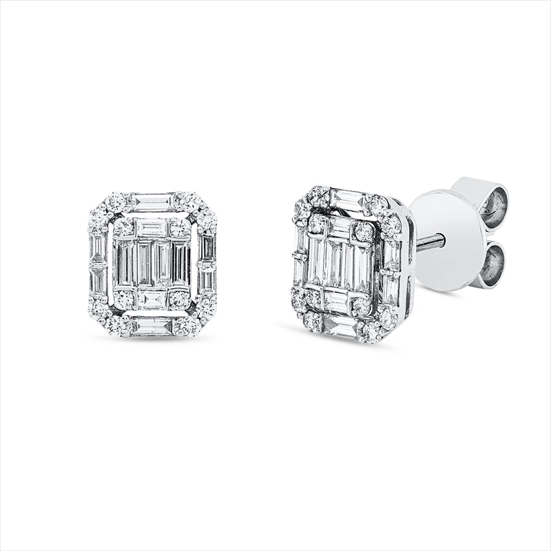 Ohrstecker 18 kt WG, 24 Bag. 0,54 ct, TW-vsi, 24 Brill. 0,21 ct, TW-si