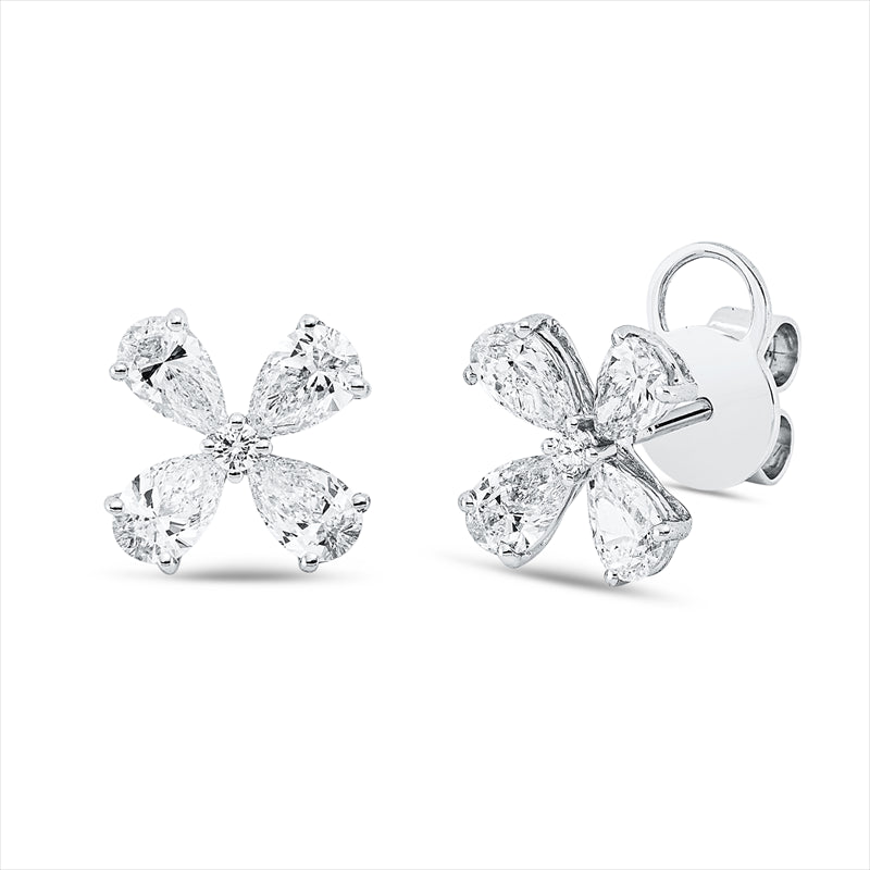 Ohrstecker 18 kt WG, 8 Tropfen 1,59 ct, TW-vsi, 2 Brill. 0,05 ct, TW-si