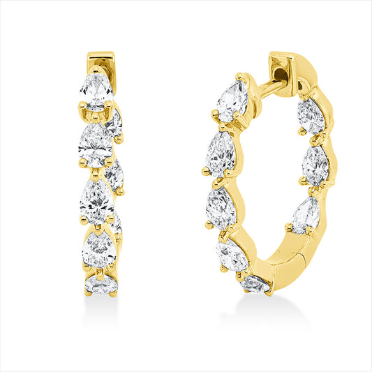 Creolen 18 kt GG, 16 Tropfen 1,47 ct, TW-si