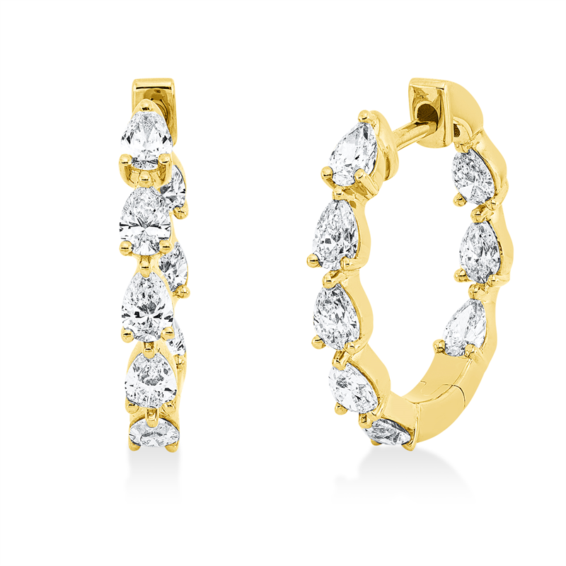Creolen 18 kt GG, 16 Tropfen 1,47 ct, TW-si